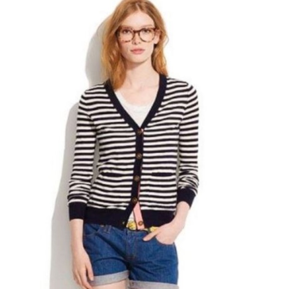 Madewell Sweaters - Madewell cardigan striped ivory and navy S